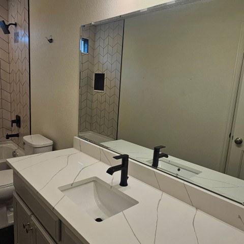 Project Bathroom remodeling, black and white, rhombus tiles, Castle Rock, Colorado ' image - ' 2