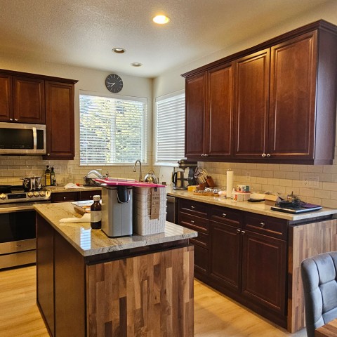 Project Kitchen remodeling countertops, folding custom wooden tops, backsplash, Castle Pines, Colorado ' image - ' 5