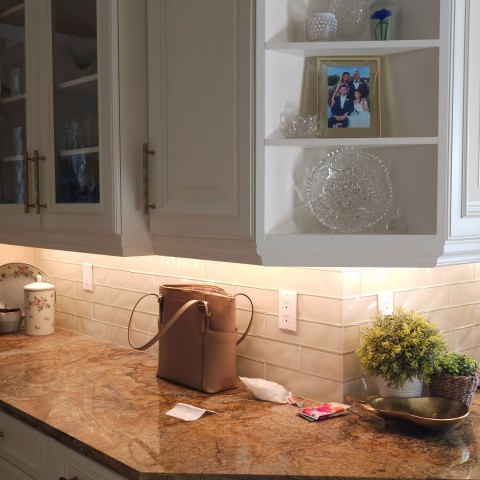 Project Kitchen backsplash, glass tiles, Castle Pines, Colorado ' image - ' 5