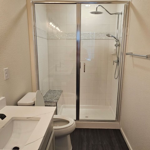 Project Bathroom remodeling, black and white, rhombus tiles, Castle Rock, Colorado ' image - ' 3