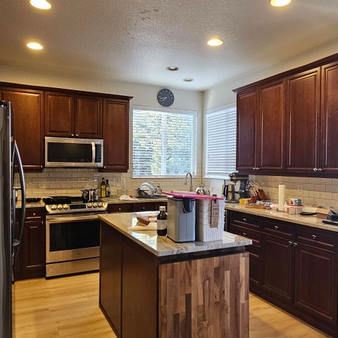 Project Kitchen remodeling countertops, folding custom wooden tops, backsplash, Castle Pines, Colorado ' image - ' 4