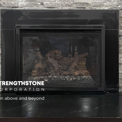 Project Fireplace gray stack stone with soap stone heart, Denver Metro, Colorado ' image - ' 5