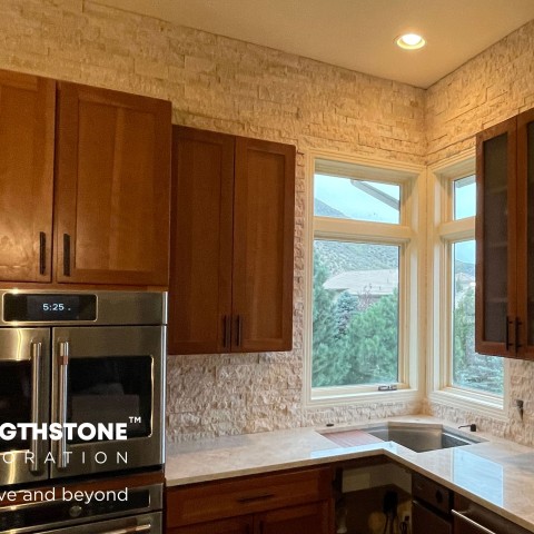 Project Stack stone full kitchen walls, Roxborough, Colorado ' image - ' 3