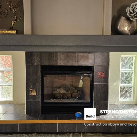 Project Fireplace remodeling, retile large format tiles, Highland Ranch, Colorado ' image - ' 2