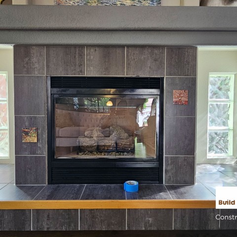 Project Fireplace remodeling, retile large format tiles, Highland Ranch, Colorado ' image - ' 1