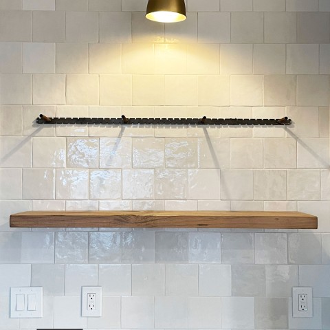 Project Kitchen backsplash, white tiles, white and blue cabinets, Castle Rock, Colorado ' image - ' 5