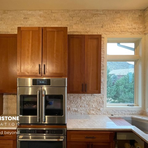 Project Stack stone full kitchen walls, Roxborough, Colorado ' image - ' 1