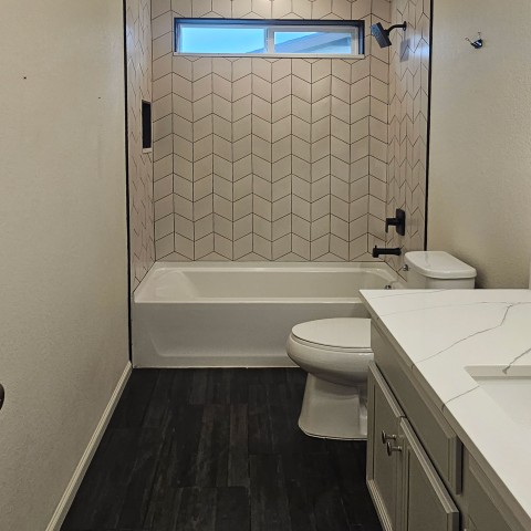 Project Bathroom remodeling, black and white, rhombus tiles, Castle Rock, Colorado ' image - ' 1