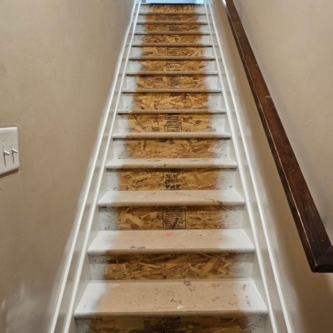 Project Wooden stairs basement project, carpet to solid wood, Elizabeth, Colorado ' image - ' 1